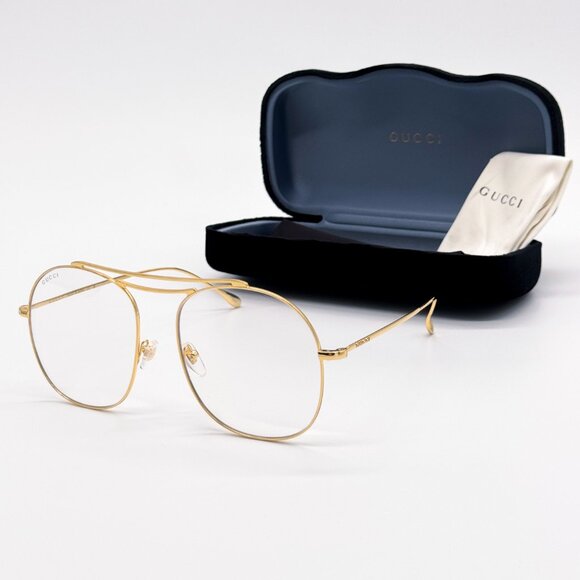 NEW GUCCI GG1479S 001 EYEGLASSES WOMEN GOLD AVIATOR EYEWEAR GUCCI - Picture 1 of 13